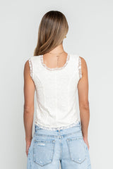Haddie Lace Tank In Ivory - Final Sale