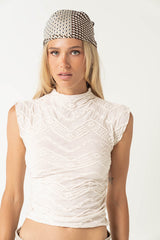 Monet Textured Top In Cream - Final Sale