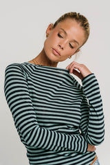 Lyza Striped Top In Blue