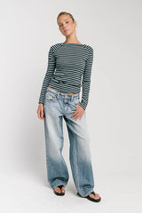 Lyza Striped Top In Blue