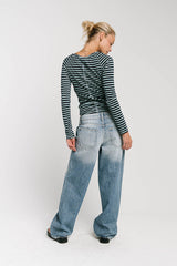 Lyza Striped Top In Blue