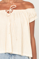 Livy Gingham Oversized Top In Yellow