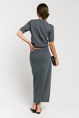 Maycie Knit Maxi Skirt In Blue