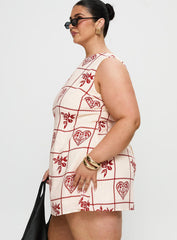 Alfalfa Shift Mini Dress Red Floral Check Curve
