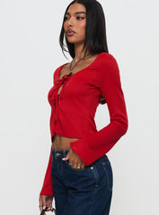 Rowynne Long Sleeve Tie Up Top Red
