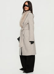 Hallyn Faux Fur Collar Coat Beige
