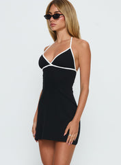 Baseline Halter Rib Mini Dress Black / White
