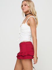 Deei Double Ruffle Mini Skort Poppy Red