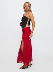Quancita Mesh Maxi Skirt Red