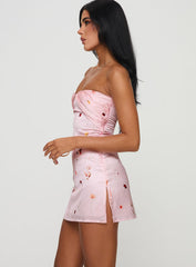 Irena Strapless Mini Dress Pink Floral