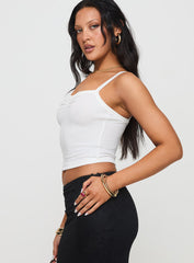 Essentials Ruched Rib Cami Top White