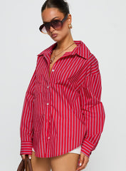 Kodhi Oversized Long Sleeve Top Red Stripe
