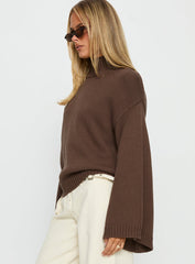 Neriel Funnel Neck Knit Sweater Chocolate