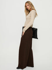 Naylor Mid Rise Wide Leg Jeans Brown
