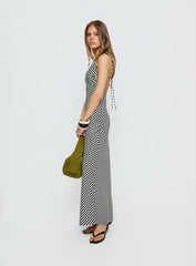 Lesondo V Neck Maxi Dress Black / White Stripe