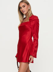 Phillipa Long Sleeve Mini Dress Red