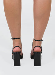 Tessie Ankle Strap Heels Matte Black