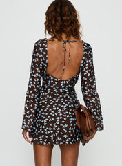 Jadee Long Sleeve Mini Dress Blue Floral