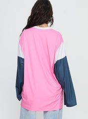 Revival Moto Long Sleeve Jersey Top Pink