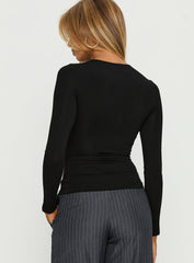 Orlaith Cut Out Long Sleeve Top Black