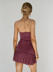 Love Lingers Strapless Mini Dress Burgundy
