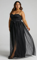 At The Altar Midi Dress - Bodice Dress in Black