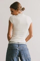 Casey Lettuce Hem Tee In Cream - Final Sale