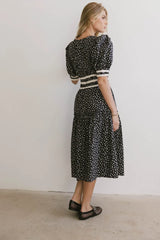 Kendra Ditsy Floral Midi Dress In Black - Final Sale