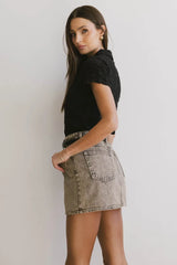 Berenice Textured Button Up In Black - Final Sale