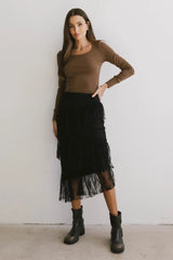 Tylar Scoop Neck Top In Brown - Final Sale
