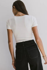 Ipsy Ribbed Tee In Ivory - Final Sale