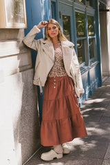 Luna Tiered Maxi Skirt In Mauve - Final Sale