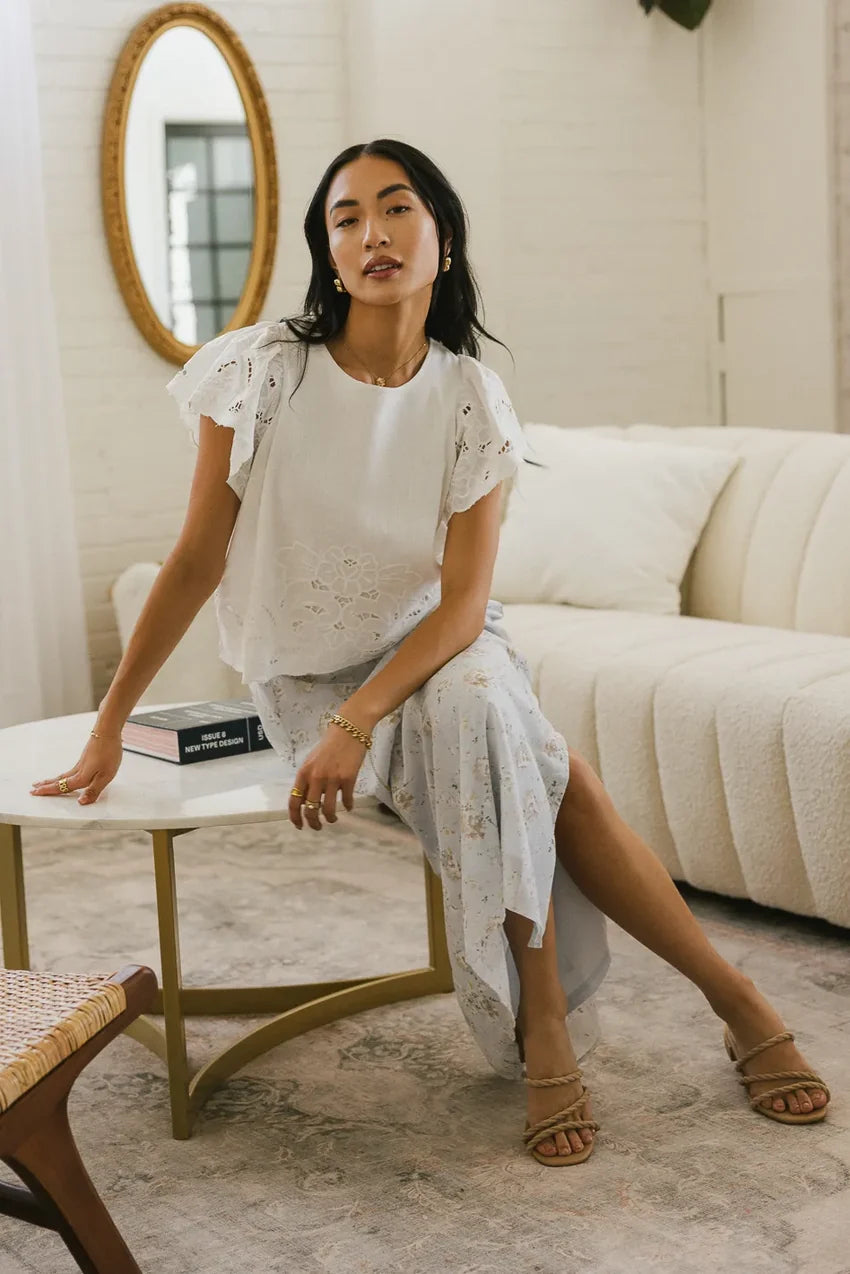 Myra Embroidered Blouse in Ivory - FINAL SALE