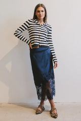 Blakley Cable Knit Sweater In Navy - Final Sale