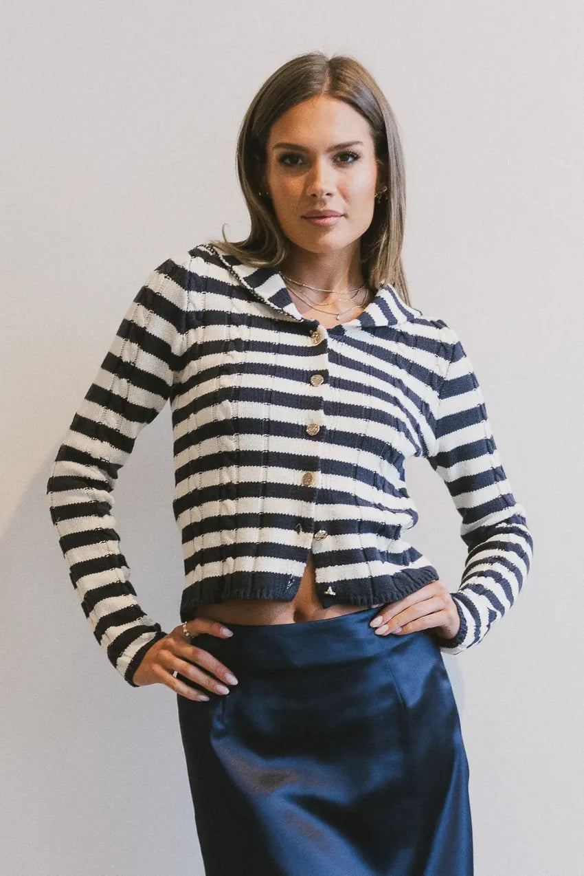 Blakley Cable Knit Sweater in Navy - FINAL SALE