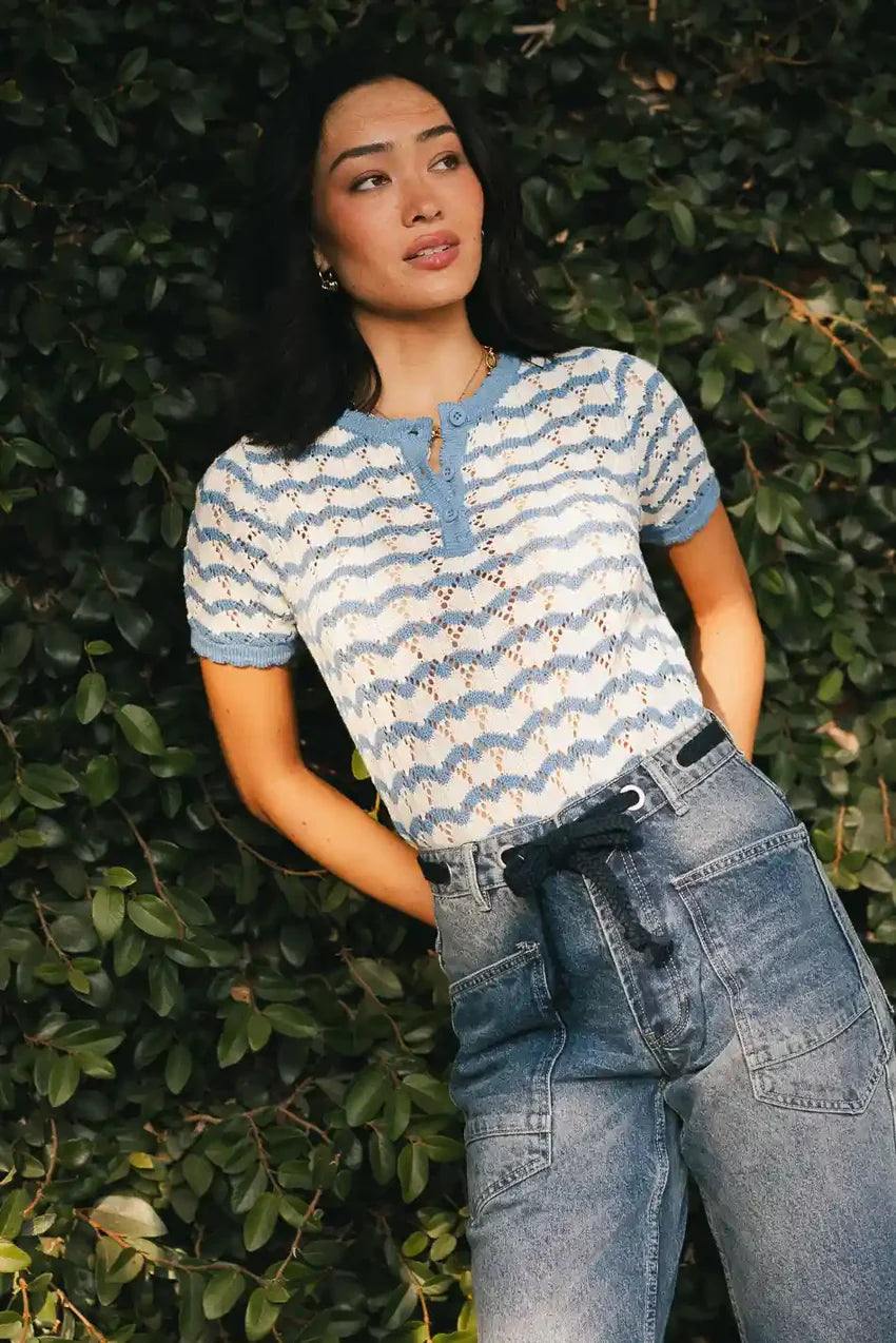 Eddie Knit Sweater In Blue - Final Sale