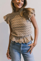 Shelly Ruffle Sweater In Natural - Final Sale