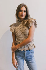 Shelly Ruffle Sweater in Natural - FINAL SALE