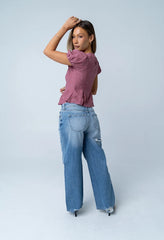 Brianna Embroidered Blouse In Brick - Final Sale