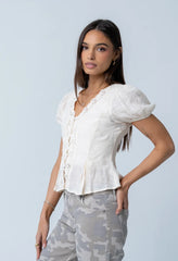 Brianna Embroidered Blouse In Cream
