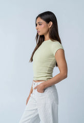 Asher Ribbed Top In Sage