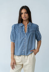 Whitney Button Up Blouse in Medium Wash - FINAL SALE