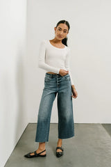 Audrey Ribbed Top In White - Final Sale