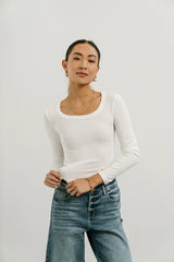 Audrey Ribbed Top In White - Final Sale