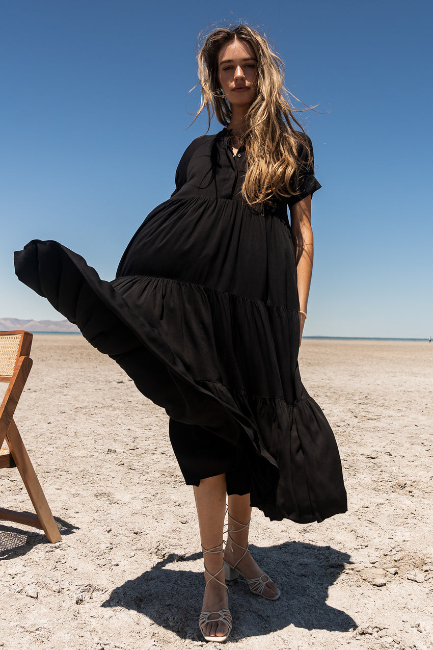 Amanda Tiered Dress In Black - Final Sale