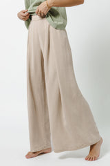 Katie Wide Leg Tencel Pants In Taupe - Final Sale