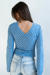 Brianna Ruffle Top In Blue - Final Sale