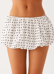 Heather Mini Skort - White Black Polka Dot