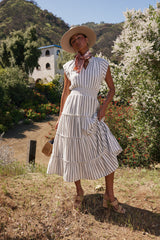 Claire Striped Maxi Dress In Indigo