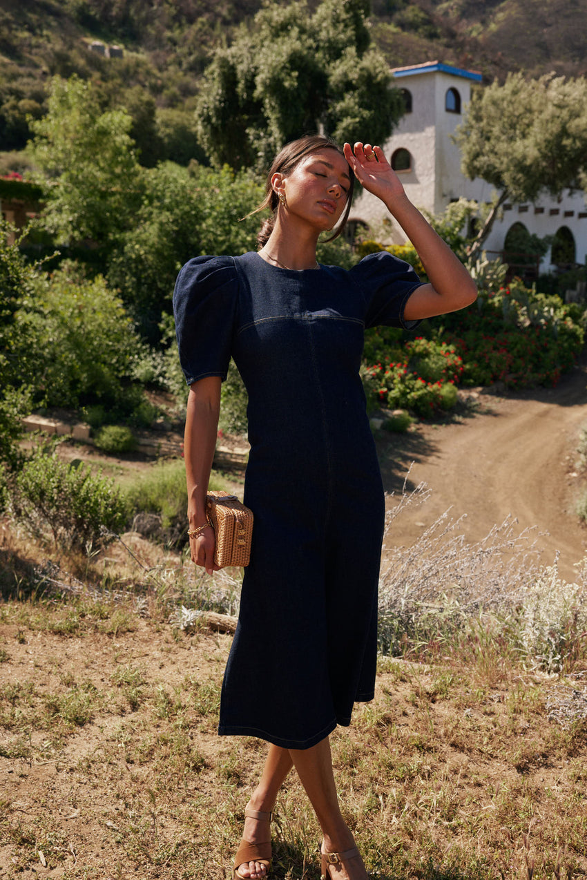 Campbell Denim Dress in Dark Wash - FINAL SALE